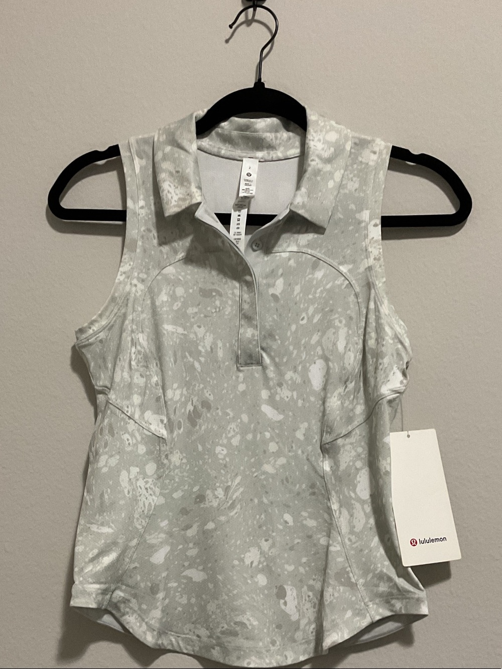 Lululemon Quick-Drying Sleeveless Polo- Light Sage/White Marble